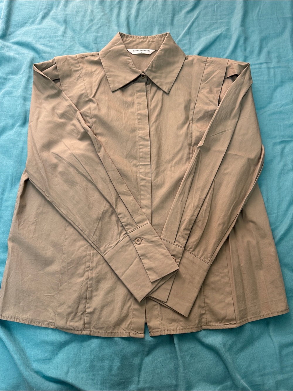 Commense WomenTan Button-Front Dress Shirt